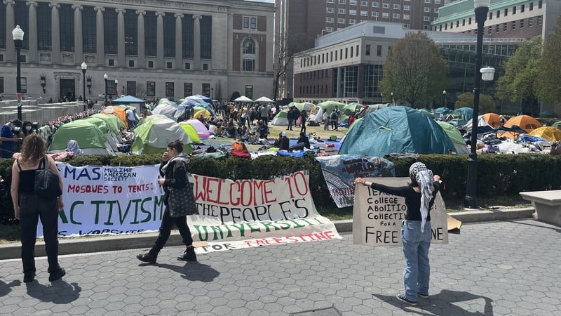 Student protest camp at Columbia University, New York