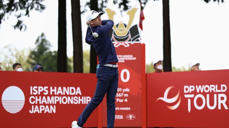 Tom McKibbin hits his opening shot of the day on the 10th hole