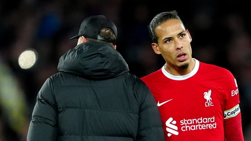 Virgil Van Dijk with Jurgen Klopp after Wednesday's 2-0 defeat