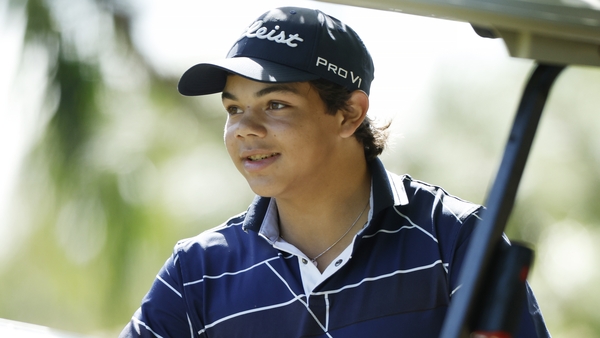 Charlie Woods looks on during pre-qualifying for The Cognizant Classic in The Palm Beaches in February