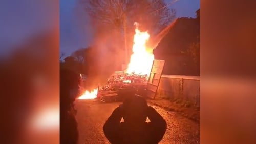 Videos online appear to show material being burned at the entrance to the site