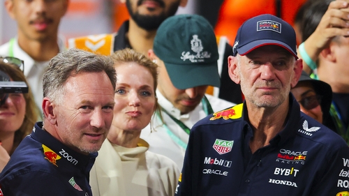 Adrian Newey (r), one of the most influential car designers in F1 history, pictured with Red Bull team principal Christian Horner