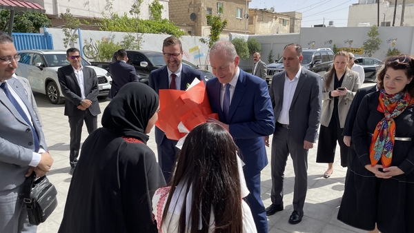 Tánaiste Micheal Martin meets children at the Talbieh Elementary School