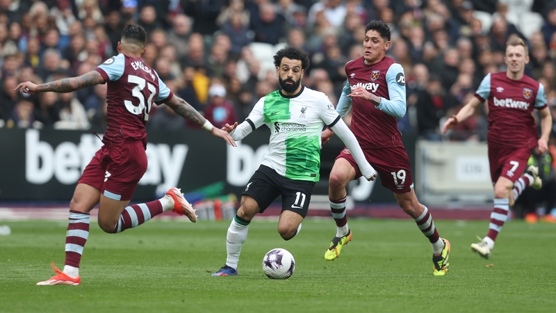 Liverpool's Mohamed Salah in action against West Ham after coming on late in the game