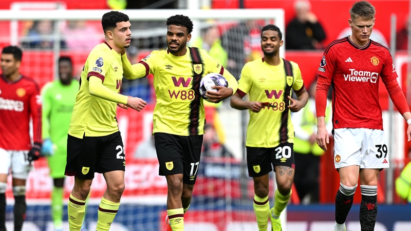 Zeki Amdouni and Burnley team-mates celebrate after equalising from the spot
