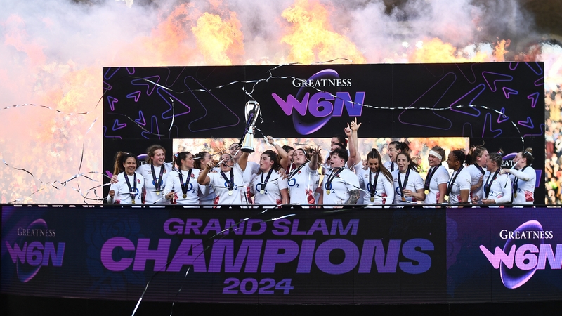 England lift the Six Nations trophy after completing another Grand Slam