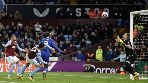 Axel Disasi of Chelsea scores a goal that is ruled out by VAR for a foul in the build up