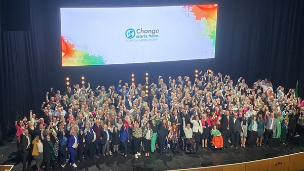 Sinn Féin candidates at today's launch in the Helix in Dublin