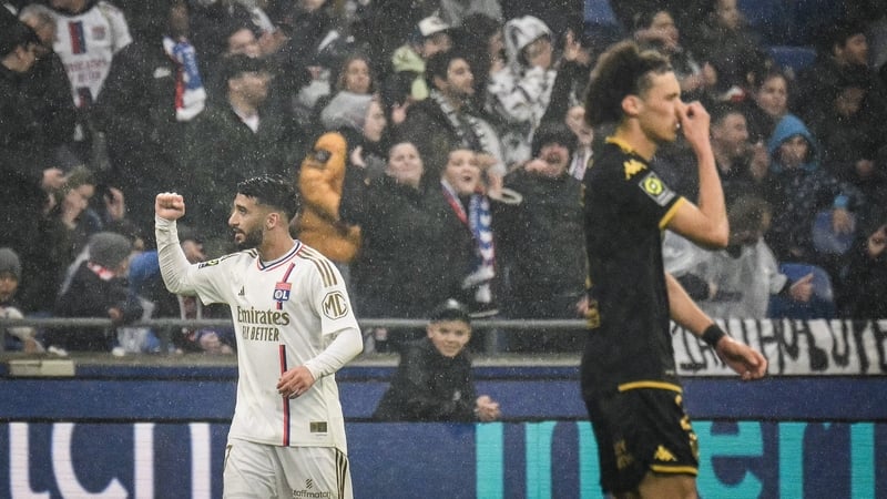 Lyon forward Said Benrahma celebrates during the victory over Monaco