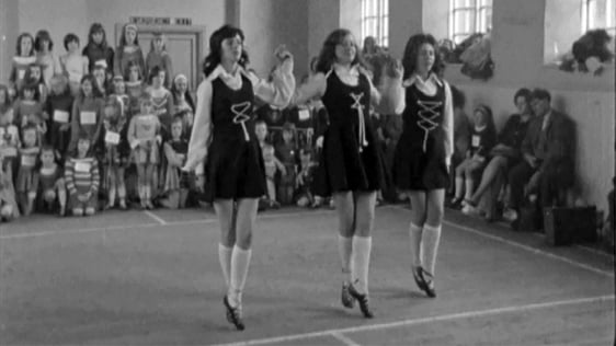 Irish dancing at Feis Cheanntair Ros Thriuin, the New Ross District Feis, in County Wexford, 1974