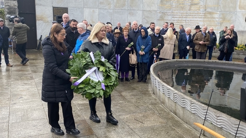 Minister of State with responsibility for Business, Employment and Retail Emer Higgins and Denise McCann, daughter of John McCann who lost his life in a workplace incident