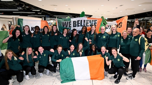 The Republic of Ireland U19s squad celebrating their qualification for the Euros back in April