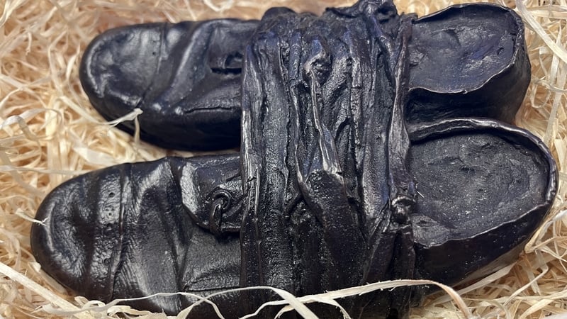 Bronze famine shoe sculptures which are a symbolic gesture to mark the launch of the Global Irish Famine Way and will be placed at key memorial sites in Canada.