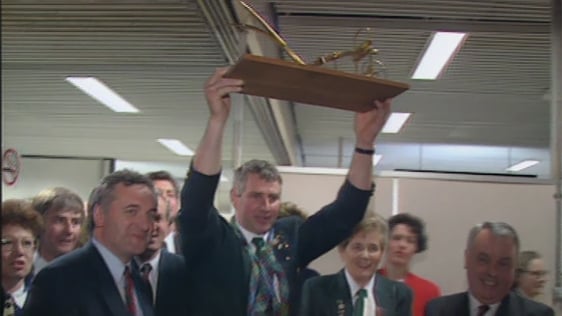World Ploughing Champion Martin Kehoe at Dublin Airport, 1994