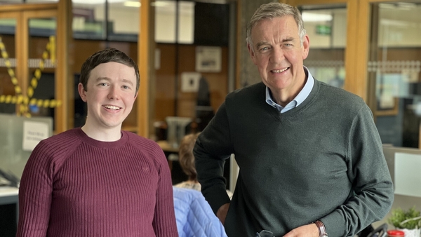 RTÉ News intern Cian Burns with Bryan Dobson