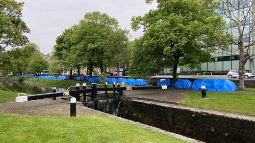 Within days of Mount Street being cleared, tents lined the Grand Canal