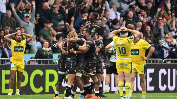 Sharks players celebrate at the final whistle