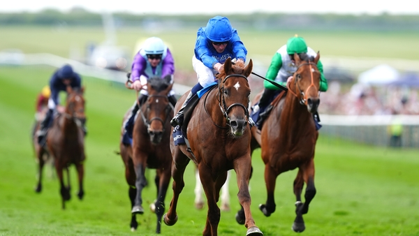 Notable Speech ridden by William Buick (centre) on their way to winning the QIPCO 2000 Guineas Stakes