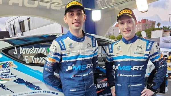 Driver Jon Armstrong (R) and co-driver Eoin Treacy