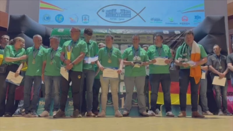 The Irish team during medal presentations in Mérida, Spain