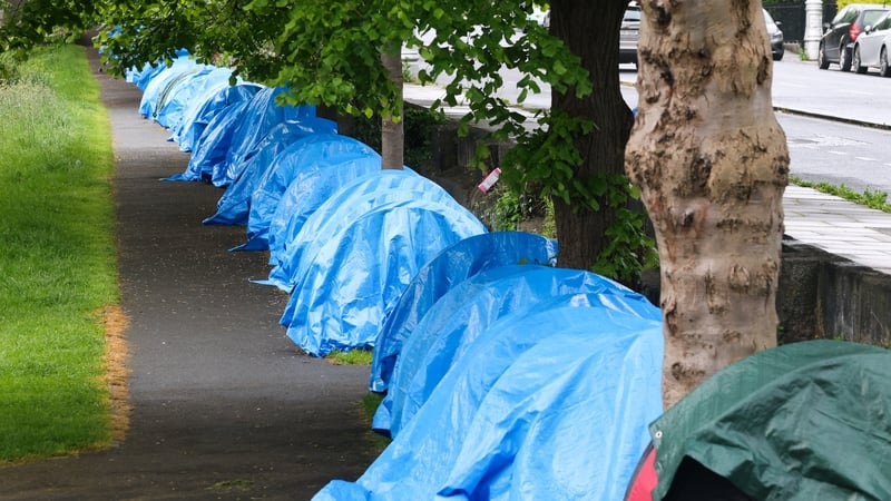 Tents at a makeshift migrant camp on the banks of the Grand Canal, Dublin, earlier this year