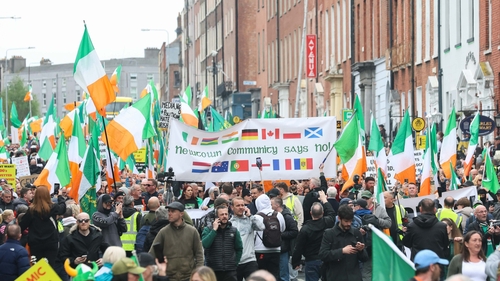 Some of the crowd attending today's protest march
