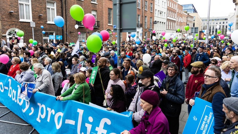 The crowds marched from Saint Stephen's Green to Molesworth Street in Dublin