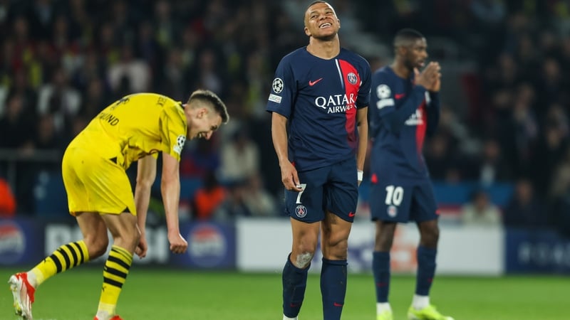 Kylian Mbappe (C) and Paris Saint-Germain were held scoreless by the Germans over two legs