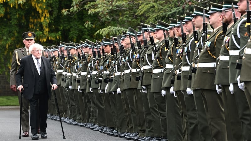President Michael D Higgins inspects a guard of honour at the ceremony (Pics: RollingNews.ie)