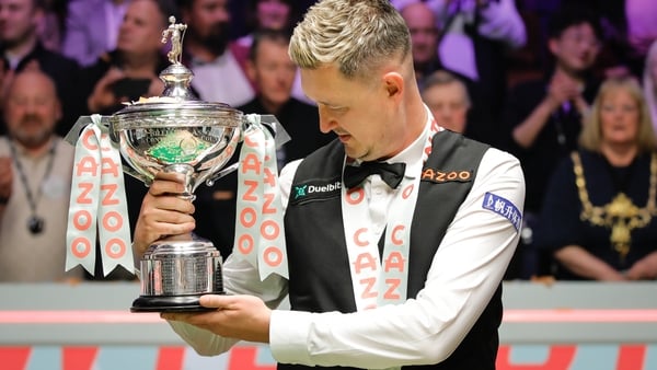 Kyren Wilson with the World Championship trophy