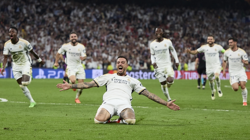 Joselu celebrates scoring the decisive goal at the Bernabeu
