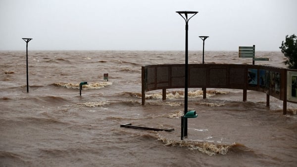 Lake Guaiba was already flooded ahead of the arrival of more rain