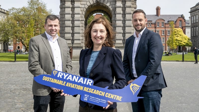 Thomas Fowler, Ryanair's Director of Sustainability and Finance, Sinead Ryan Dean of Research at Trinity College Dublin and Steven Fitzgerald, Ryanair's Deputy Director of Sustainability & Finance