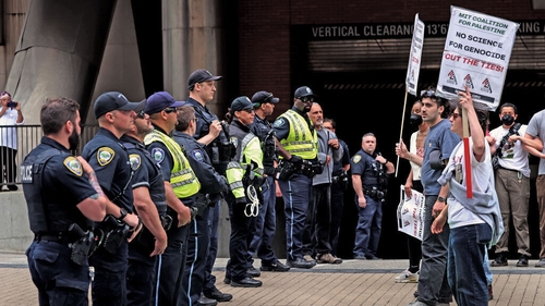 Pro-Palestine protestors on the MIT campus near Boston