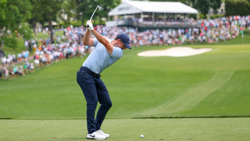 Rory McIlroy in action during the second round in Charlotte