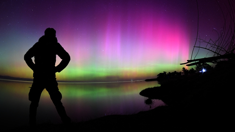 The Aurora Australis, also known as the Southern Lights, on the outskirts of Christchurch, New Zealand