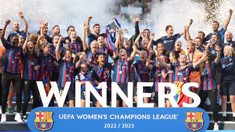 Barcelona celebrate winning the 2023 Champions League