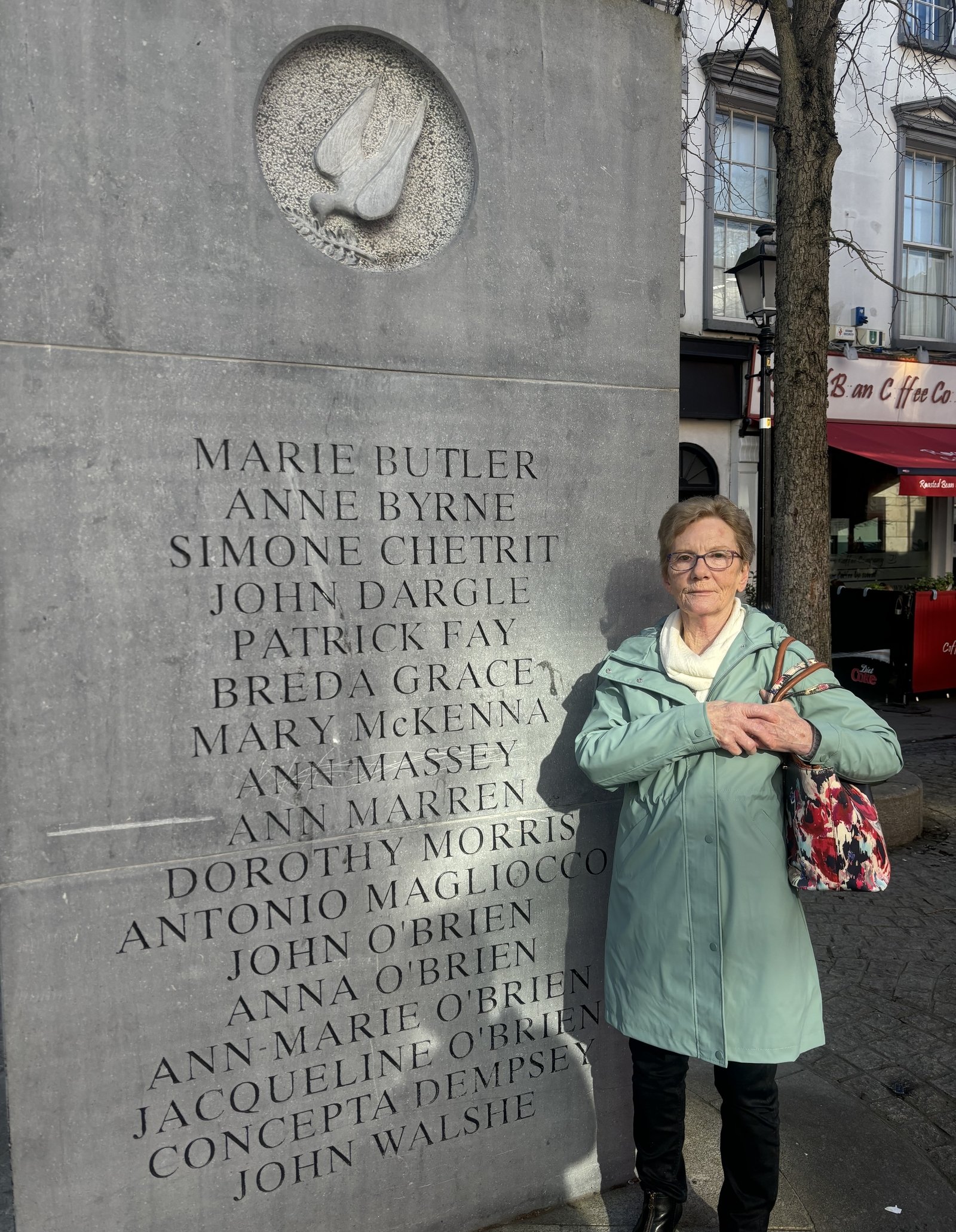 Margaret O'Connor at the memorial on Talbot Street
