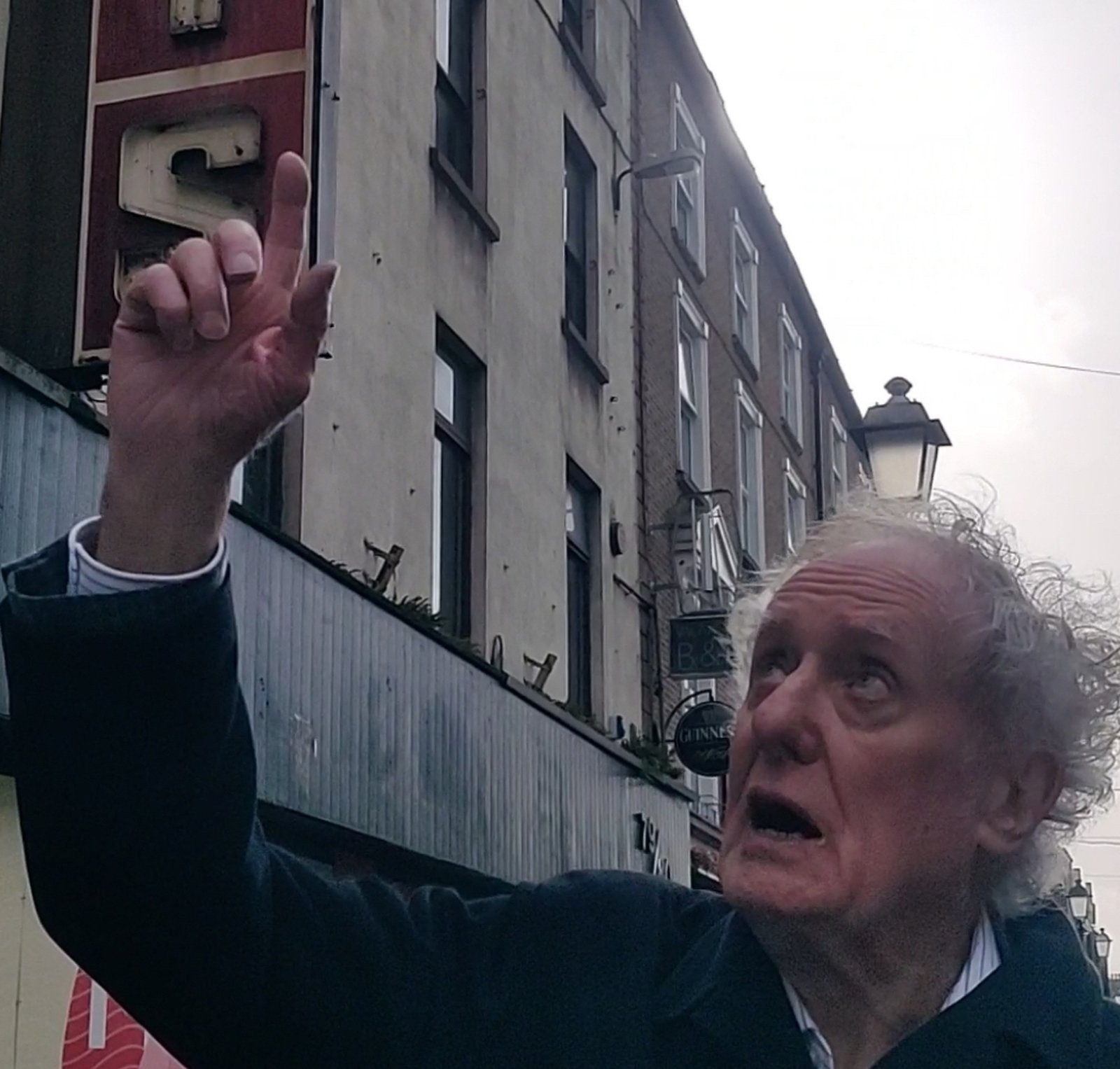 Vincent Browne revisiting the scene of the blast at Talbot Street