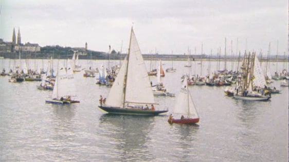 Yachts take part in a sail past in Dún Laoghaire to mark the centenary of the Dublin Bay Sailing Cl…