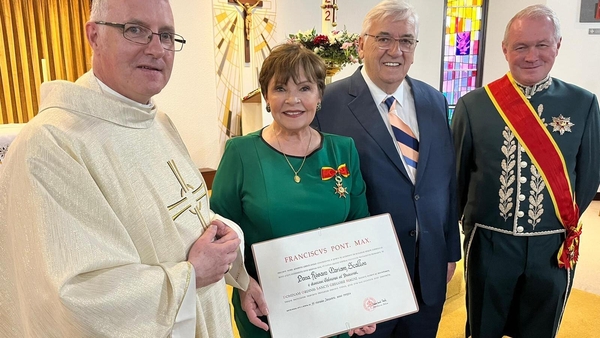 Bishop Duignan, Dana and husband Damien, with John McCaffery, President of the Irish Association of Papal Orders