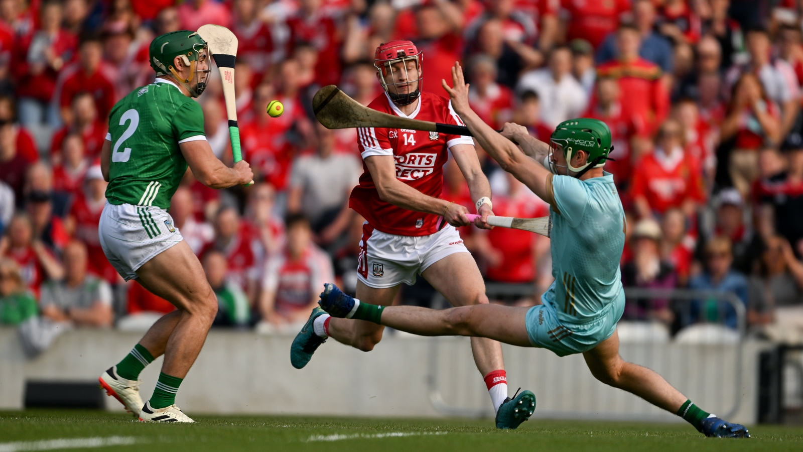 Connolly has a shot saved by Limerick keeper Nickie Quaid