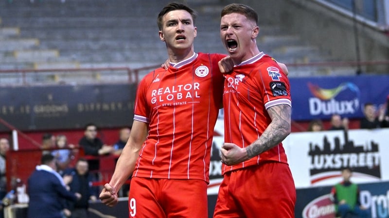 Shelbourne's Sean Boyd celebrates his goal with team-mate Kameron Ledwidge