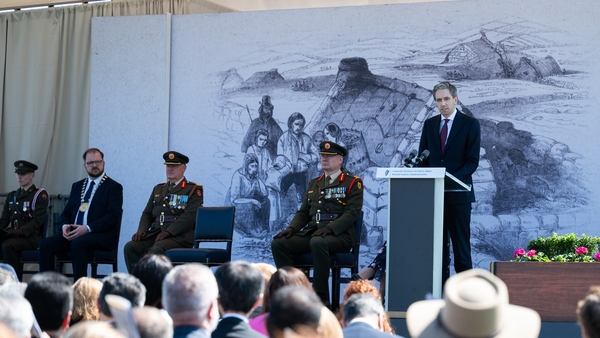 Taoiseach Simon Harris speaking at the National Famine Commemoration in Co Longford