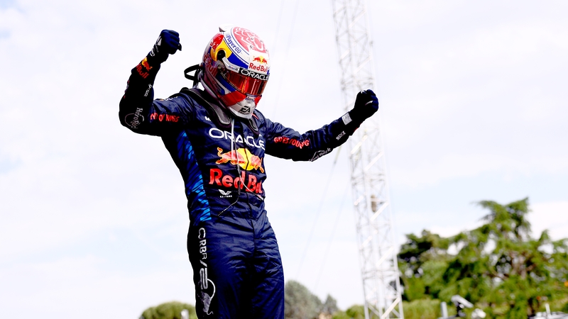 A victorious Max Verstappen after his latest win