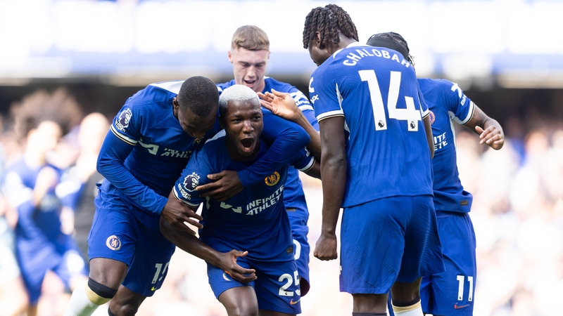 Moises Caicedo celebrates with his Chelsea team-mates after his well-executed finish