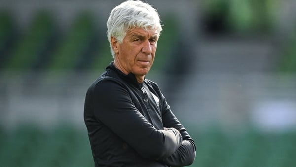 Atalanta BC coach Gian Piero Gasperini oversaw his side's training session at the Aviva Stadium on Tuesday