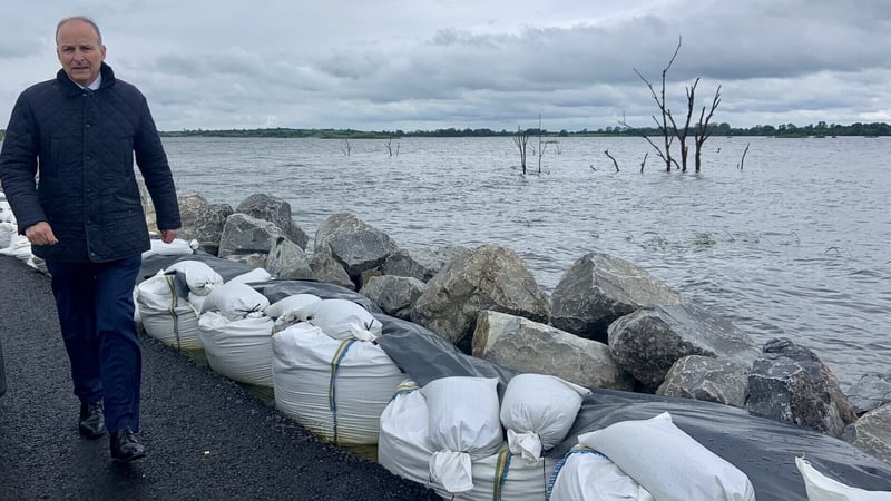 Tánaiste Micheál Martin visited residents affected by ongoing flooding in south Roscommon to hear how the ongoing flooding is impacting them