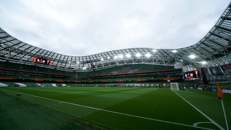 A view of the pitch before the UEFA Europa League final at the Aviva Stadium in Dublin