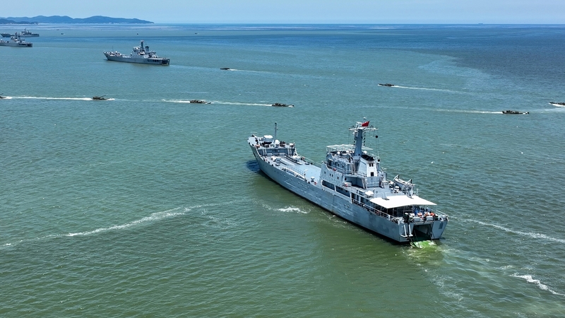 A brigade of the Chinese military pictured carrying out combat training in the Zhangzhou area in 2022